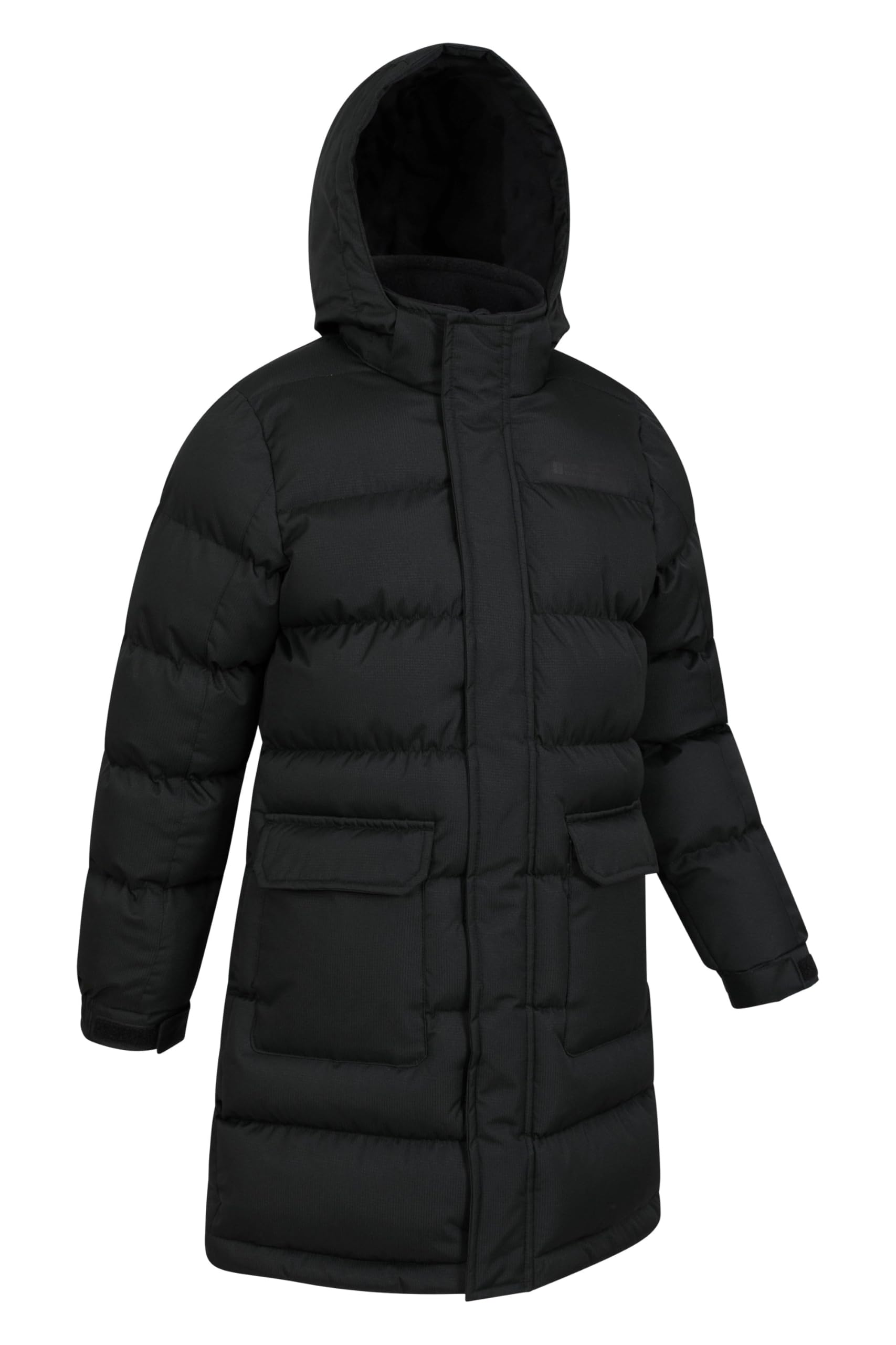 Mountain Warehouse Doudoune synthétique Longue résistante à l'eau pour Enfant - Poches zippées et Capuche Amovible - Idéal pour Le Camping de Printemps, l'extérieur