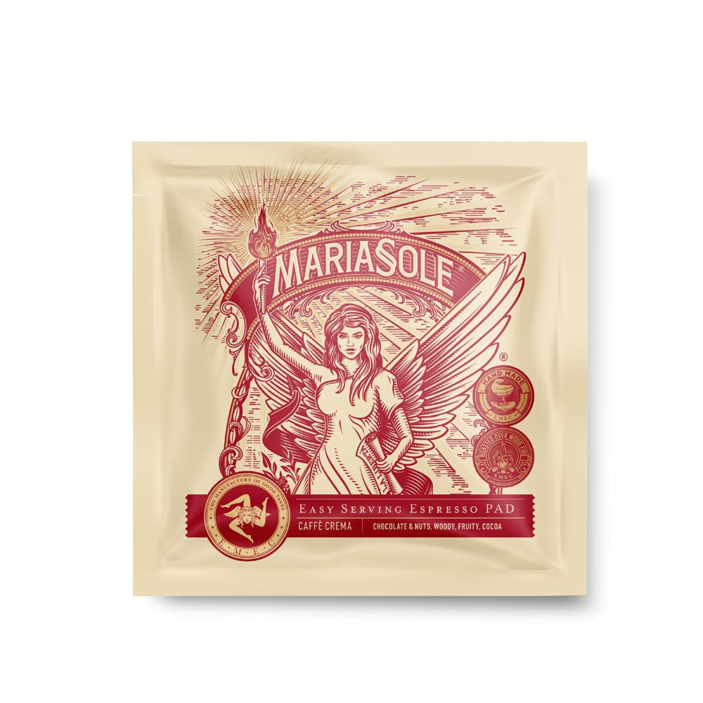 MariaSole Caffè Crema – Premium ESE Pads 50 Stück a 7g kompostierbar – Kafffeepads mit perfekter Crema – Traditionelle Röstung in Sizilien über Holzfeuer In Handarbeit