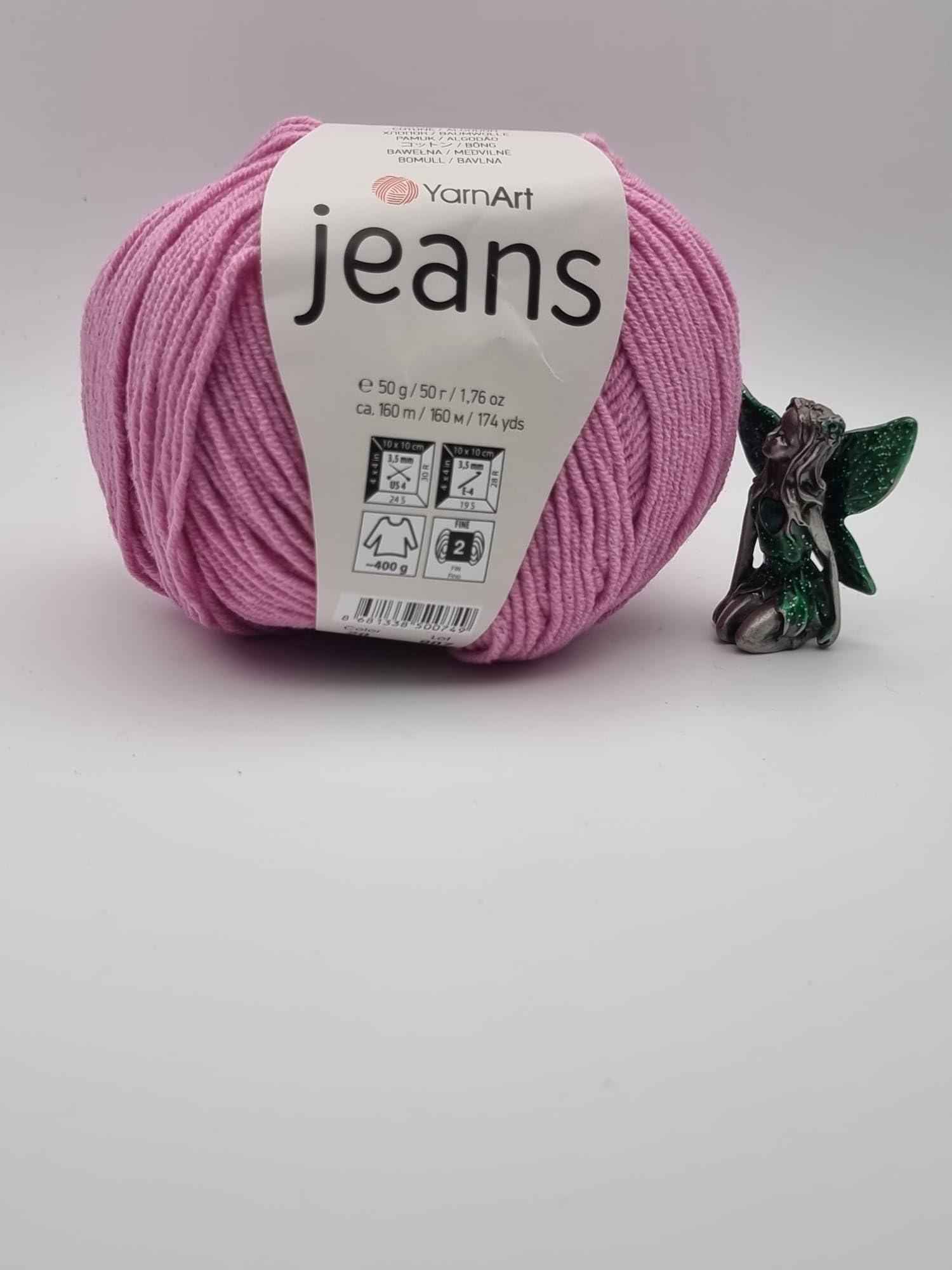 YarnArt Jeans Yarn, Soft Cotton Blend for Crochet and Amigurumi, Coral Red, 50g, 160m (20)