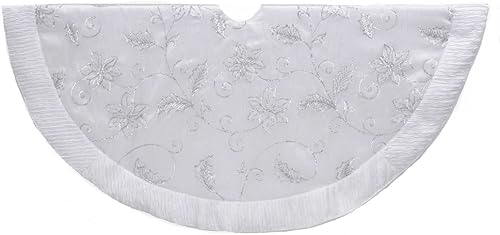 Kurt S. Adler Falda de árbol de flores de lentejuelas blanca de 50 pulgadas