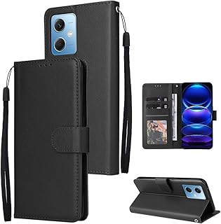 Casos de flip de smartphone Capa flip para telefone para Xiaomi Redmi Note 12 5G, capa para Xiaomi Redmi Note 12 5G, capa carteira em couro PU premium [alça de pulso] Flip Folio com saídas de cartão F