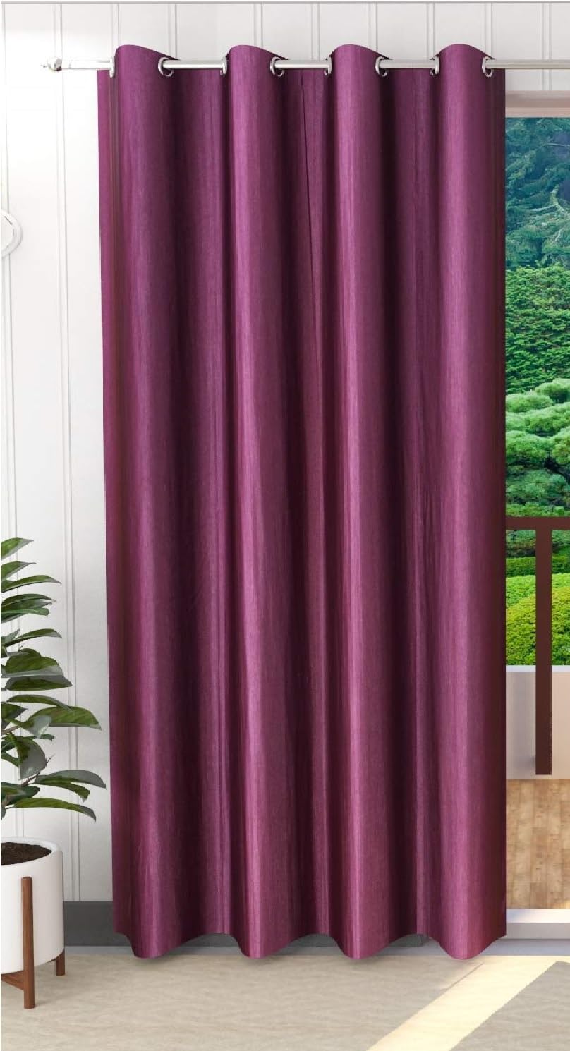 Exporthub 1 Piece Plain Eyelet Polyester Window Curtain - 6ft, Wine