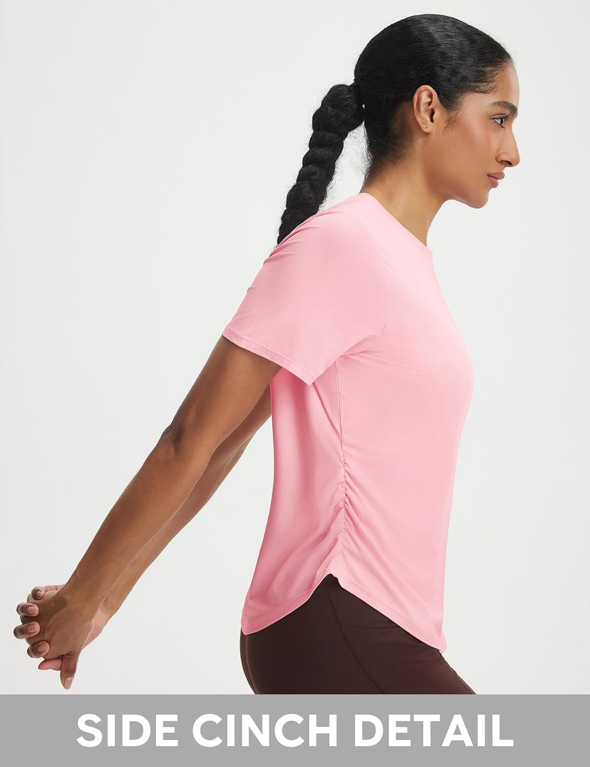 baleaf Women's Short Sleeve Yoga Shirts Soft UPF 50+ Workout Tops Sun Protection Athletic T-Shirts - Image 6