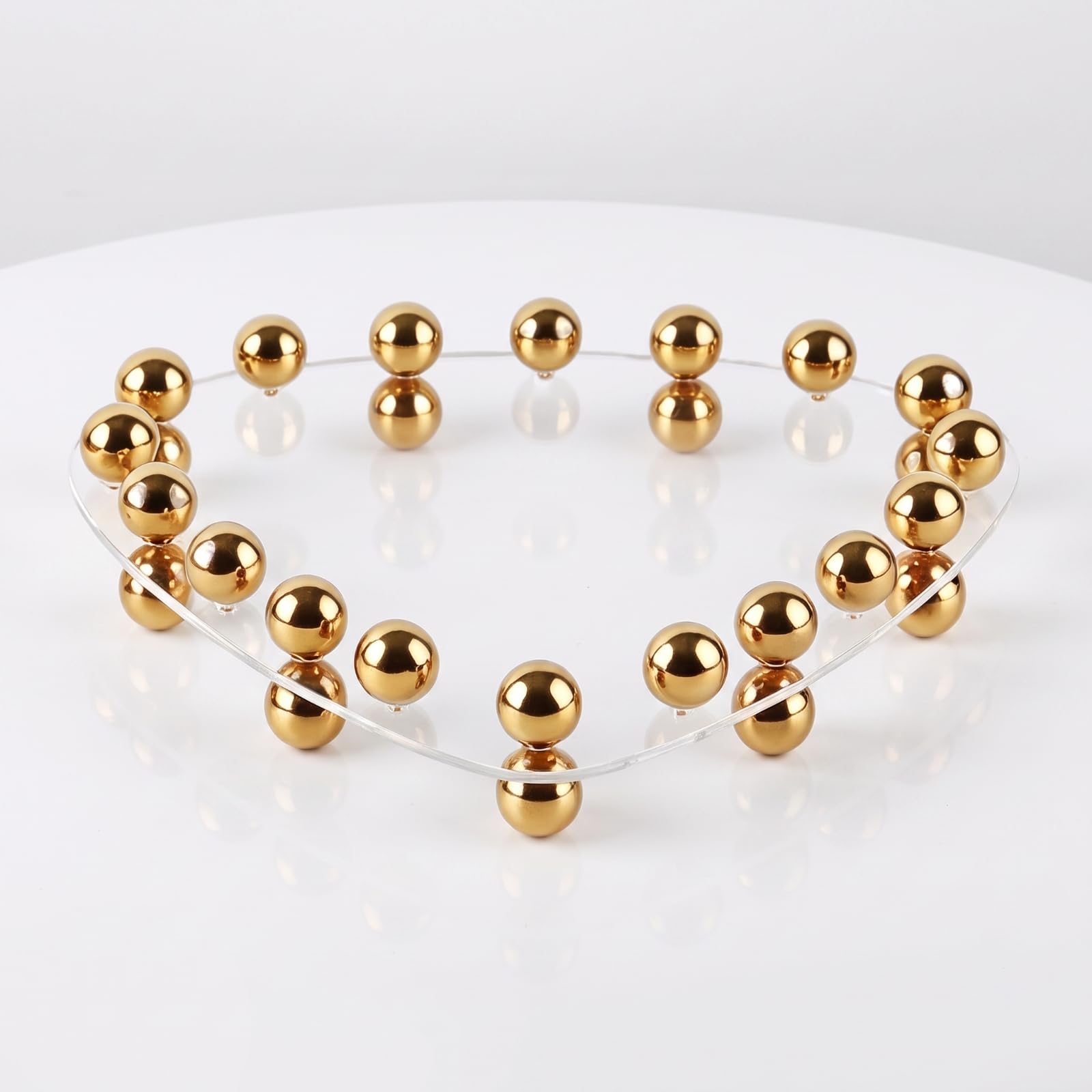 MagiDeal Vassoio Triangolare Elegante Geometrico, Vassoio Trasparente con Sfere Dorate, per Toeletta, Grande