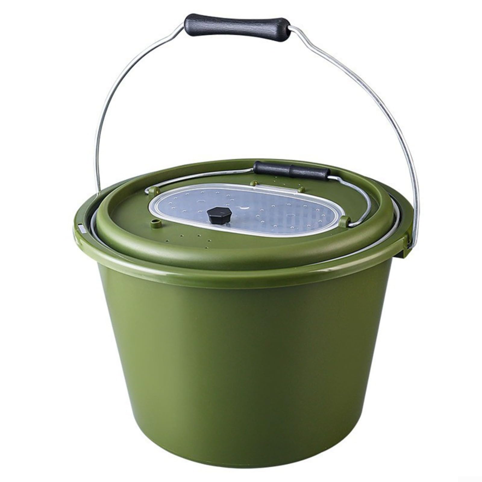 Secchio da pesca 2 in 1 con design a doppia piattaforma, porta pesce vivo in polipropilene ispessito, contenitore portatile a prova di perdite, per pesca d'acqua dolce e salata, verde (grande)