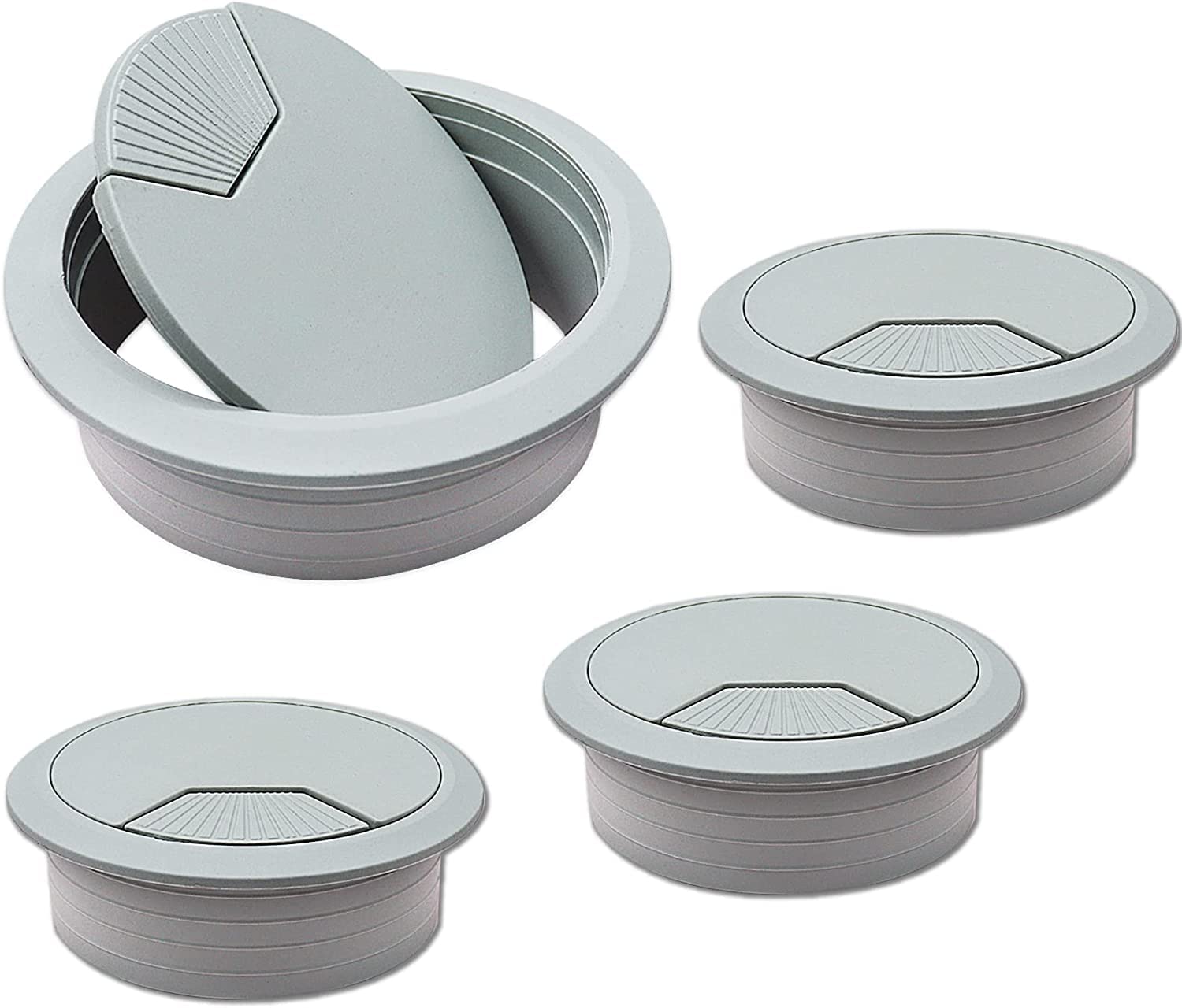 Sybnikolf Grey Desk Grommet 60Mm Desk Cable Wire Grommet 4Pcs Black Cord Table Tidies For Home And Office Surface Port Hole Covers(,60Mm)