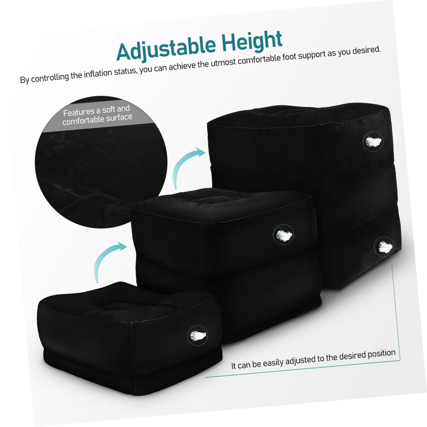 Toyvian Reposapiés Inflable Portátil Para Piernas Ajustable Almohada De Viaje Reposapiés Para Coche y