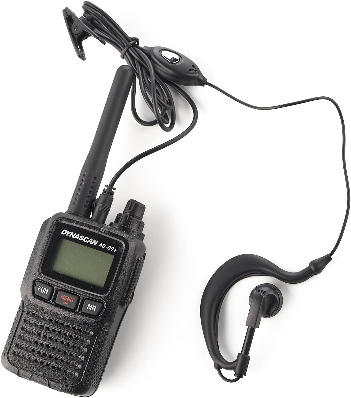 PNI Dynascan AD-09+ radio with a headset connected to its side port.