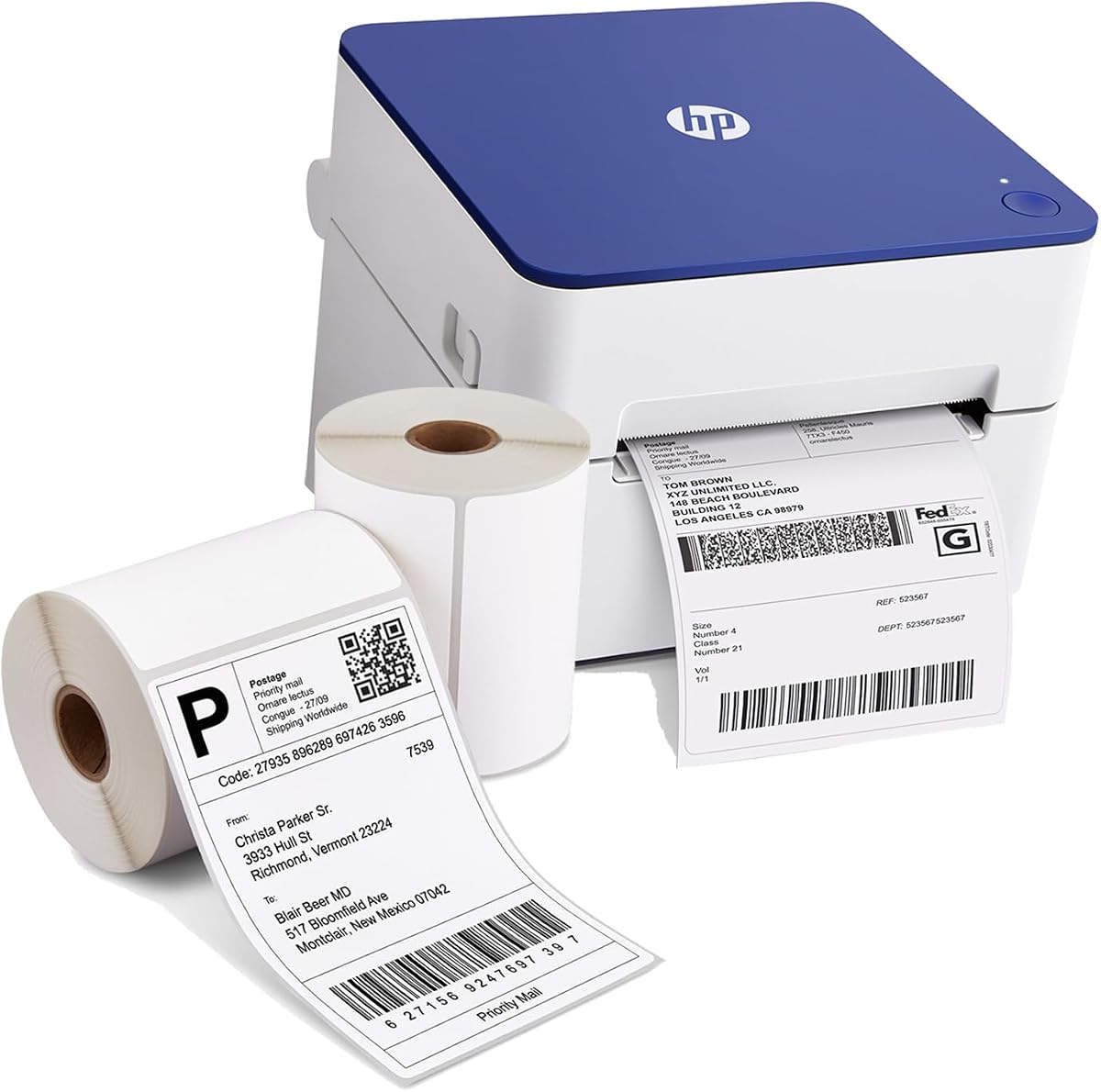 Impresora de etiquetas de envío HP 4x6 Térmica directa de grado comercial, impresora de 203 ppp con etiquetas de 4" x 6" (2 rollos de 250 hojas por rollo)