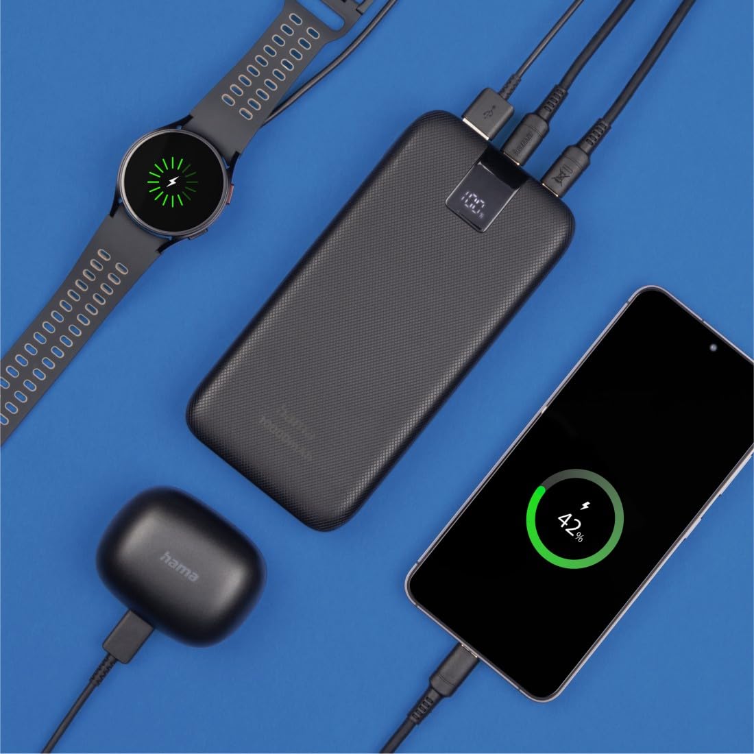 Power Pack "PD 10" 10000 mAh, Uscite: 2x USB-C, USB-A, Ricarica rapida, anth.
