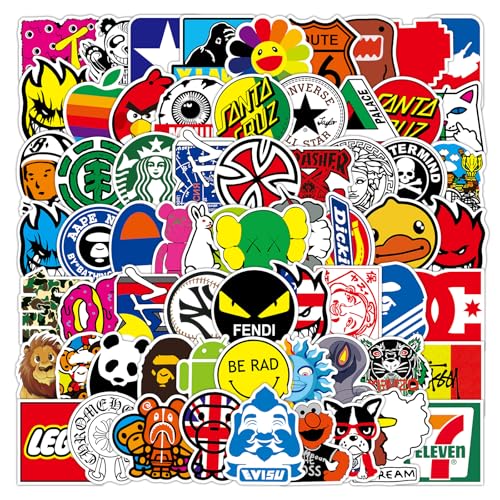 Tinyuet Auto Aufkleber Packung, 100 Stück Wasserfeste & Abziehbare Vinyl Sticker - Für Kinder, Handy, Laptop, Koffer, Auto, Motorrad, Helm - Umweltfreundlich & Rückstandsfrei - (Markenstil)
