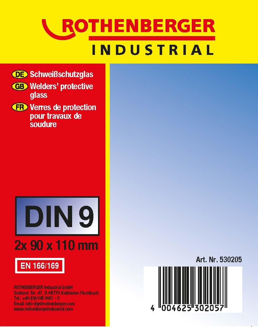 Rothenberger Industrial Schweisser-Schutzglas, 1 Paar, DIN 9