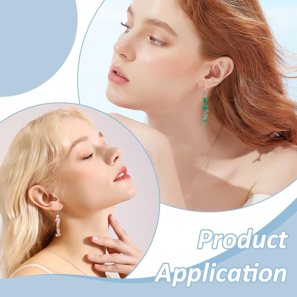 WADORN 12 Pairs Natural Stone Beaded Earrings for Women 2.6 Inch Amethyst Crystal Dangling Hook Earrings Bulk Pack Gemstone Yoga Jewelry Set for Holiday Wedding Meditation Accessories - Image 5