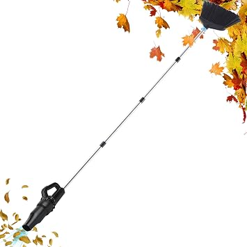 Outdoor Broom with Small Leaf Blower, Rechargeable Broom Blower | Cordless Leaf Blower & Long Handle Broom, Lightweight Air Duster for Lawn Yard Patio Garden Balcony Car RV, Charger Included