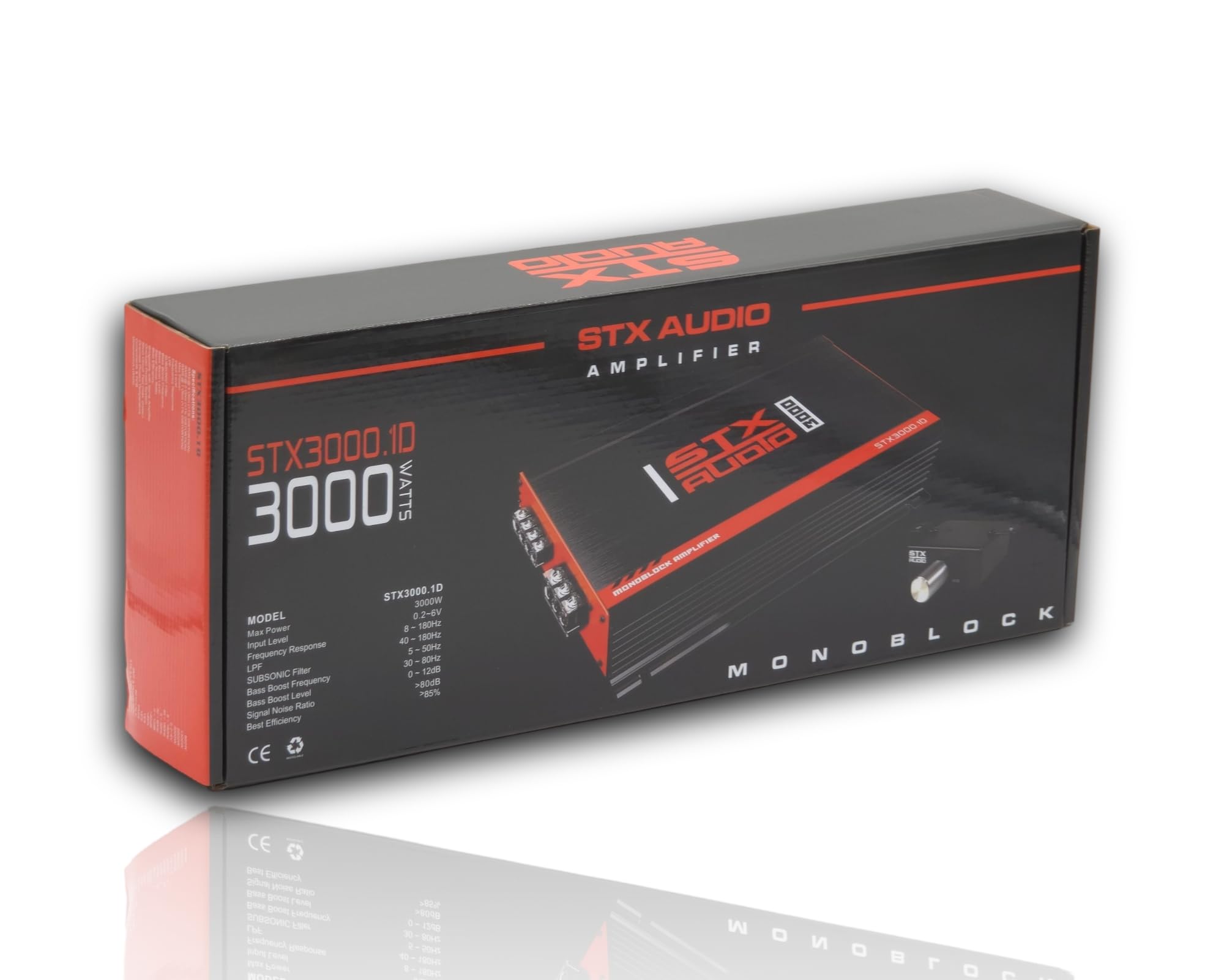 STX Audio STX3000.1D 3000-Watt Monoblock Class D Amplifier, 1 Ohm Stable, 2000W RMS, MOSFET Circuit Design, Low Pass Filter for Car Audio Systems