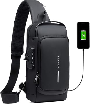 Mochila Transversal Homesen Anti-Roubo USB Impermeável - Mionbel