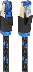 Cabo de Rede Cat8 patch cord RJ45 malha de nylon alta velocidade de 3 metros
