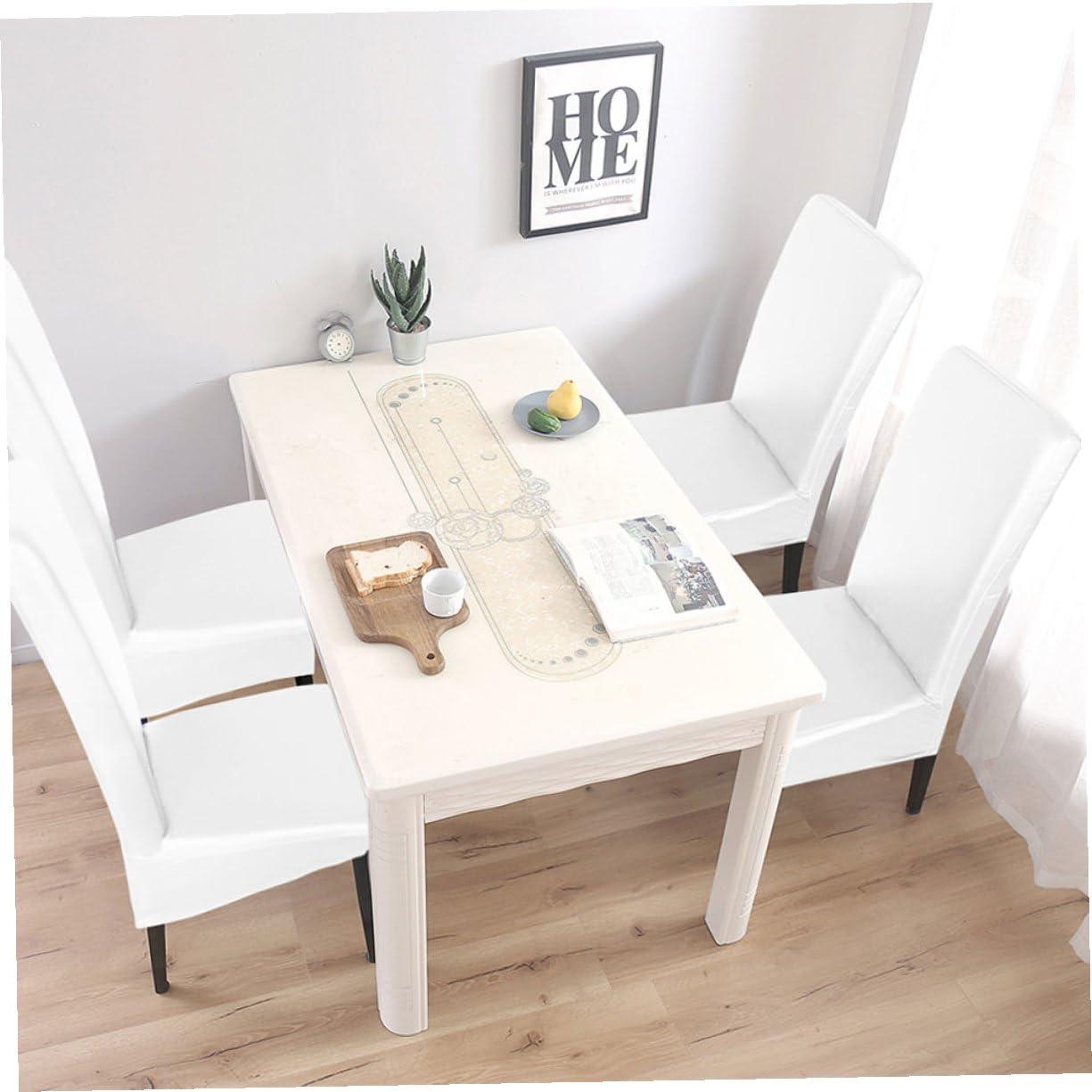 Homoyoyo Funda de Silla para Comedor 4 Piezas Elástica de PU