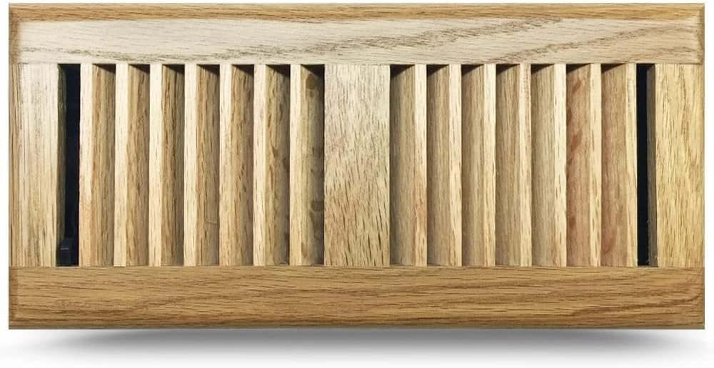 MAPLE wood Floor Register, 4x14Inch (Duct Opening Measurements), Light Finish, classic METAL adjustable damper.