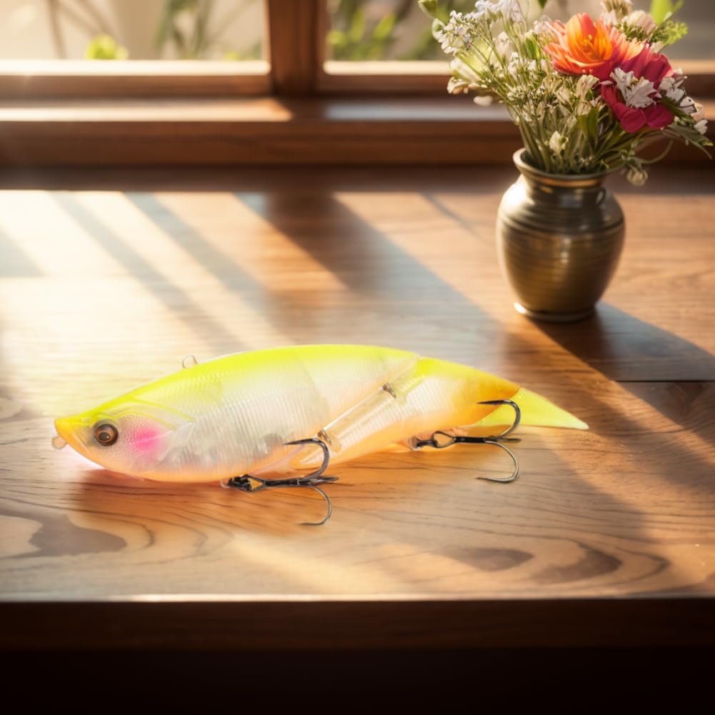19 cm 55 g Swimbait flottant à 2 articulations avec queues souples – Leurre de pêche articulé pour eau douce et salée