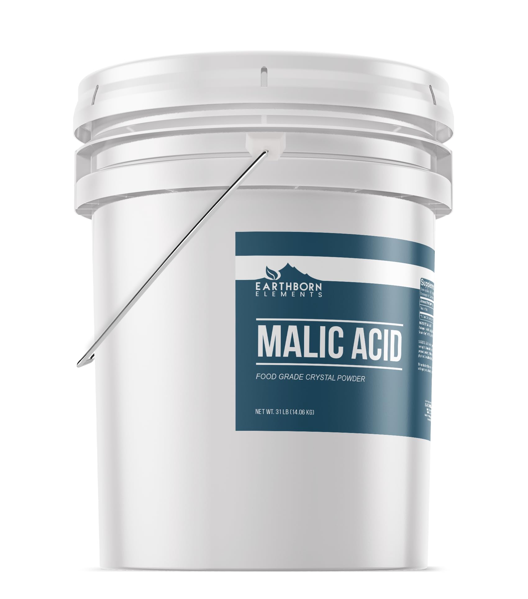 Earthborn Elements Malic Acid Powder, 5 Gallons, Used in Food, Drinks & Candy, Resealable Container (31 Pound)