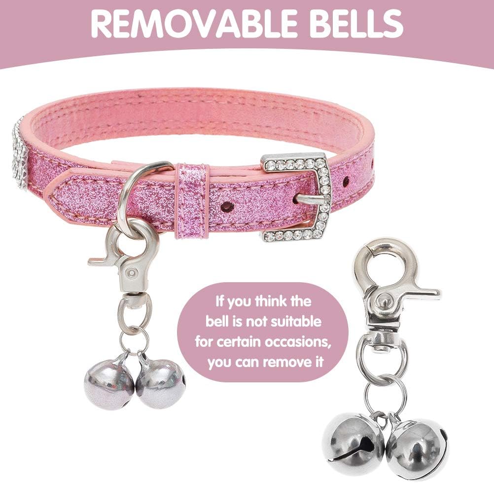 PUPTECK Soft Mesh Dog Harness with Collar with Bling Diamante and Double Bells