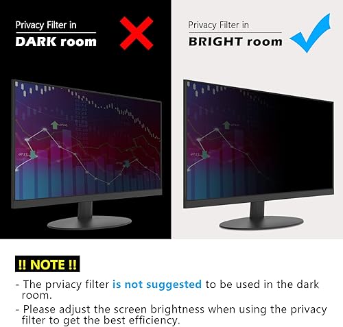 Miniatura 8 de FILMEXT Paquete de 2 filtros extraíbles de pantalla de privacidad de computadora de 24 pulgadas para monitor de escritorio/monitor sin marco todo en