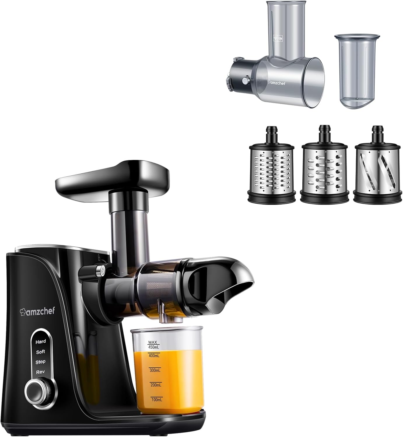AMZCHEF Extracteur de Jus 126mm Acier Inoxydable Double Filtre AMZCHEF Extracteur de Jus 126mm Acier Inoxydable Double Filtre