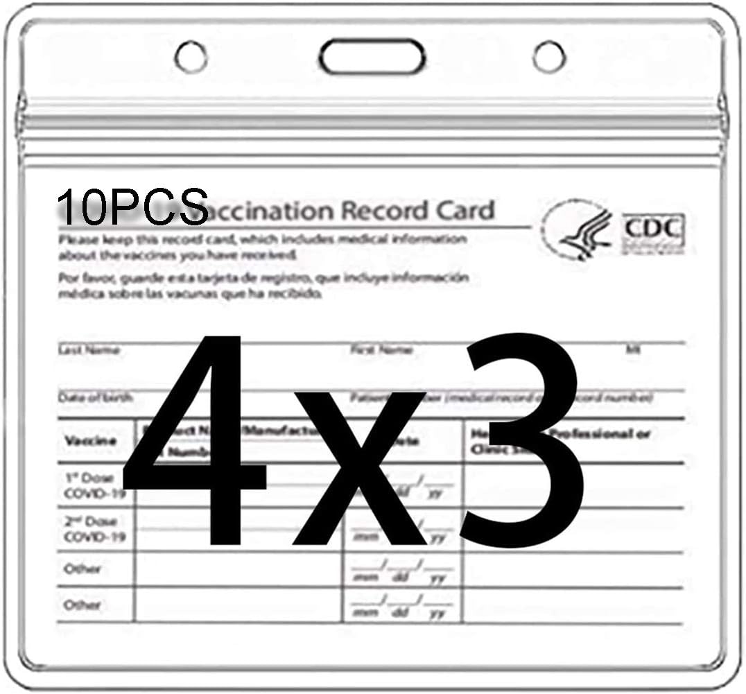 10PCS CDC Badge Holders 4 X 3 Inches Record Cards Protector Holder Clear Vinyl Plastic Sleeve with Waterproof Type Resealable Zip (10)