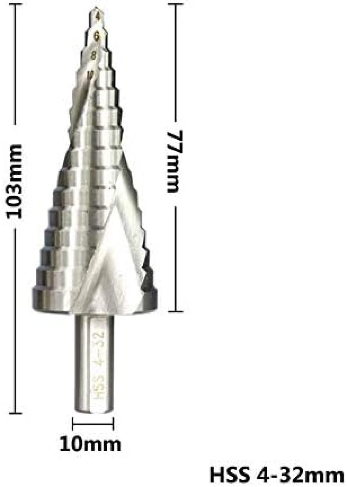 Wiertło Stopniowe, Wiertła Do Metalu, Wiertło Stopniowe Z Węglików Spiekanych HSS 4-32 Mm 6-60 Mm Wiertło Stopniowe Rowek Spiralny Wiertło Pagoda Trójkątny Uchwyt Dłuto Wiertarka Stożkowa Stopniow