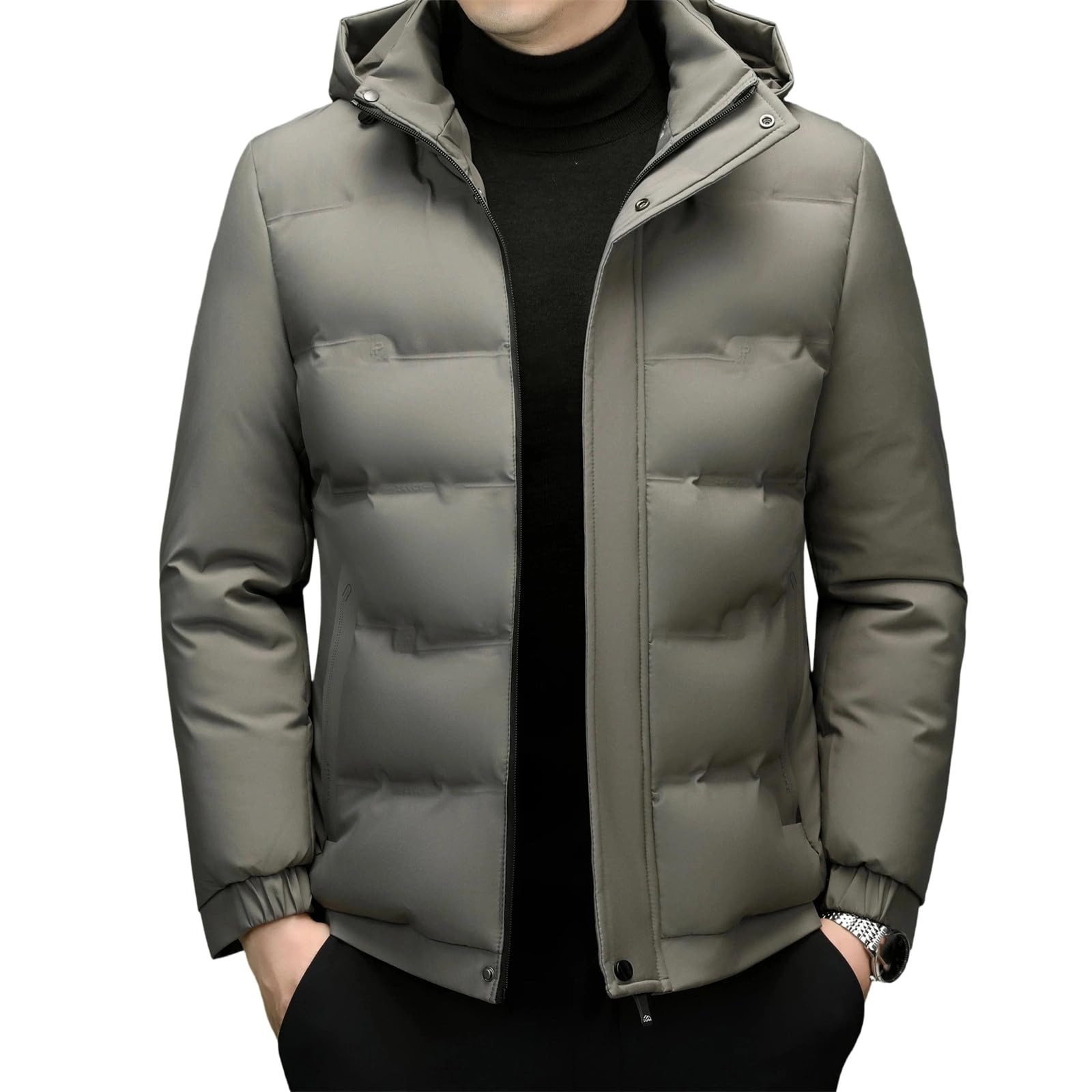 Parka d'hiver homme chaude et épaisse avec capuche style trench casual