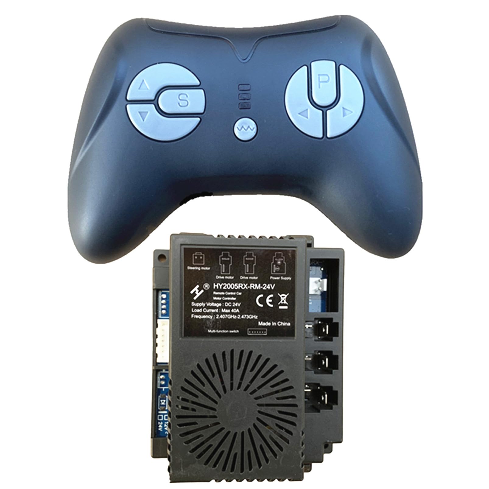 JIARUIXIN HY2005RX-RM-24V 2.4G Black Remote Control and Receiver, for Kids Ride On Toys, 24 Volt Control Box Motherboard Accessories Ride On Car Replacement Parts