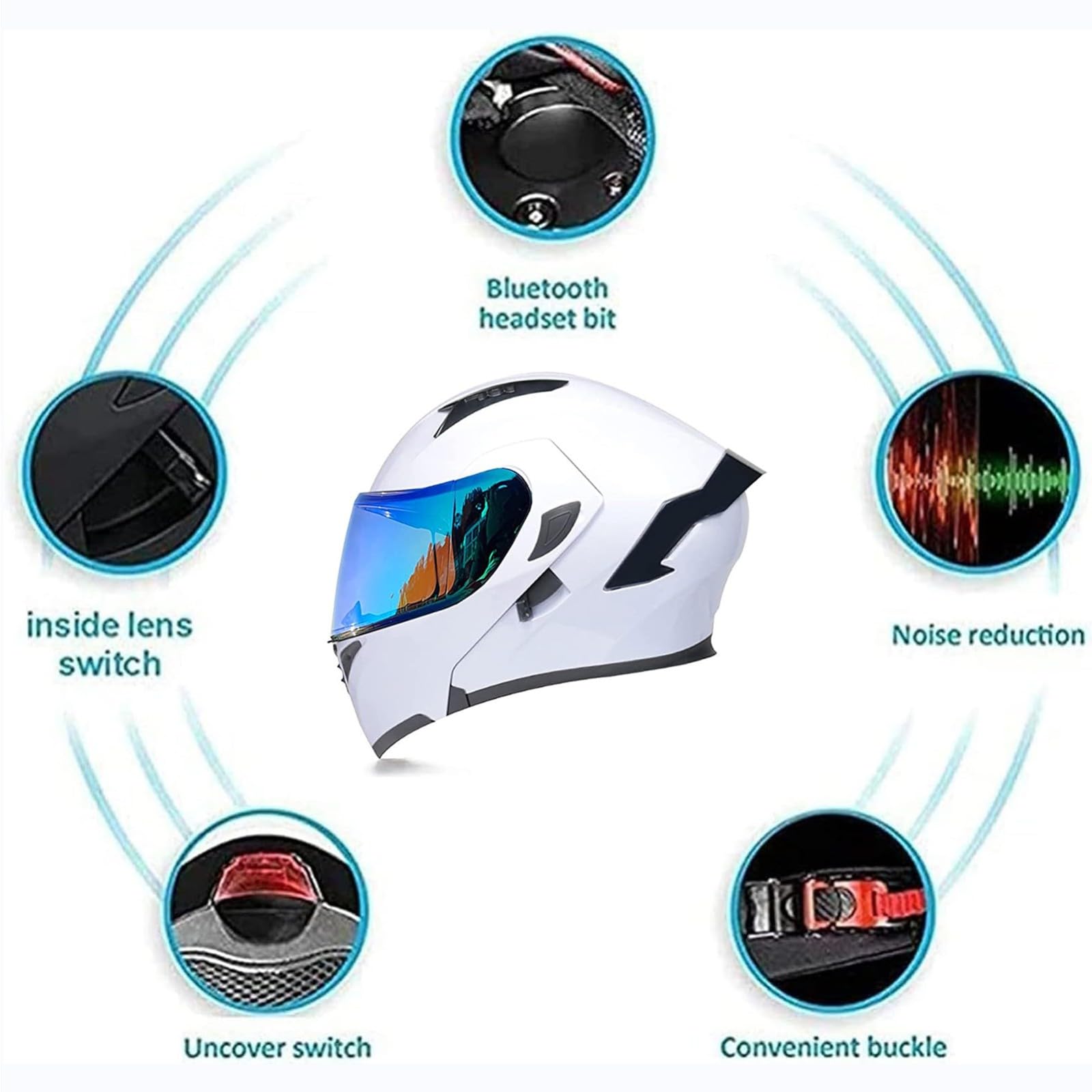 Klapphelm Integral Caimcie Klapphelm Mit Bluetooth – Motorradhelm DOT/ECE Zertifiziert, Sonnenvisier, Für Herren & Damen DOT ECE Zertifiziert