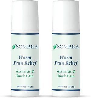 Sombra Warm Pain Relief 3 oz Roll-On - 2 Pack for Arthritis & Back Pain | For Arthritis Chronic Pain Pre-Workout Rub Vegan Formula Free of Artificial Fragrances, Dyes, NSAIDs, Wax, Petroleum, Alcohol