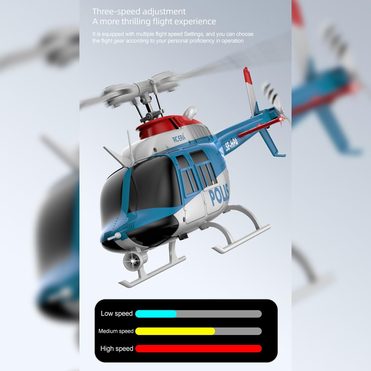 C138PRO RC Hubschrauber, 1/33 Bell 206 Ferngesteuertes Helicopter, 2.4G 6CH Single Rotor ohne Querruder Militär Hubschrauber Spielzeug Geschenk für Erwachsene - RTF