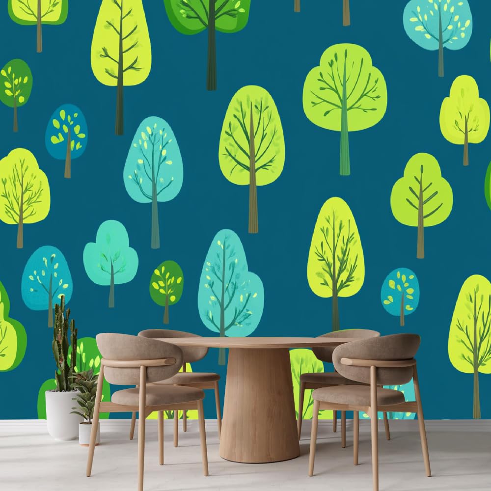 Mural de pared para dormitorio Árbol Del Bosque Vinilos de pared impermeables autoadhesivos grandes Caricatura De Paisaje Natural Póster para sala de estar habitación infantil fondo de TV 200x140cm