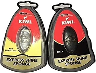 Kiwi Express Shoe Shine Sponge Black & Neutral Duo - Quick No-Mess Shine, Reusable Travel Essential