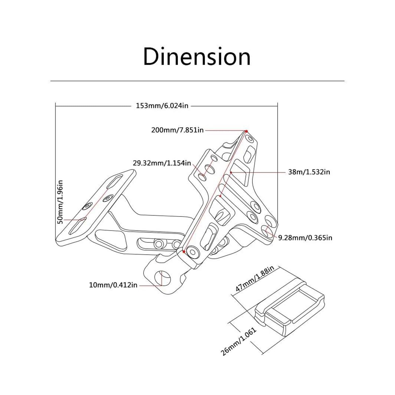 Porta Targa Moto Per SYM Per MAXSYM TL 500 TL500 2019-2024 Portatarga Con Luce Integrata Portatarga Posteriore Sottocoda(rosso)