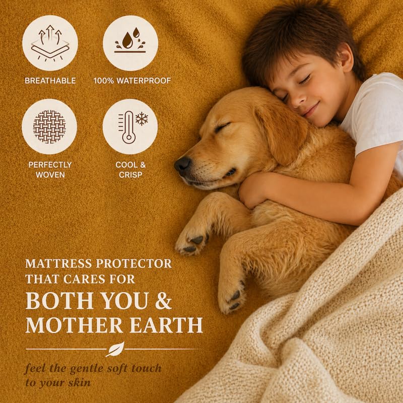 Image of Premium Waterproof Mattress Protector Cover Single Bed | Breathable Terry Cotton Bed Protector, Single Bed (72 X 36, 6 X 3 Feet - 2 to 10 inch - Beige)
