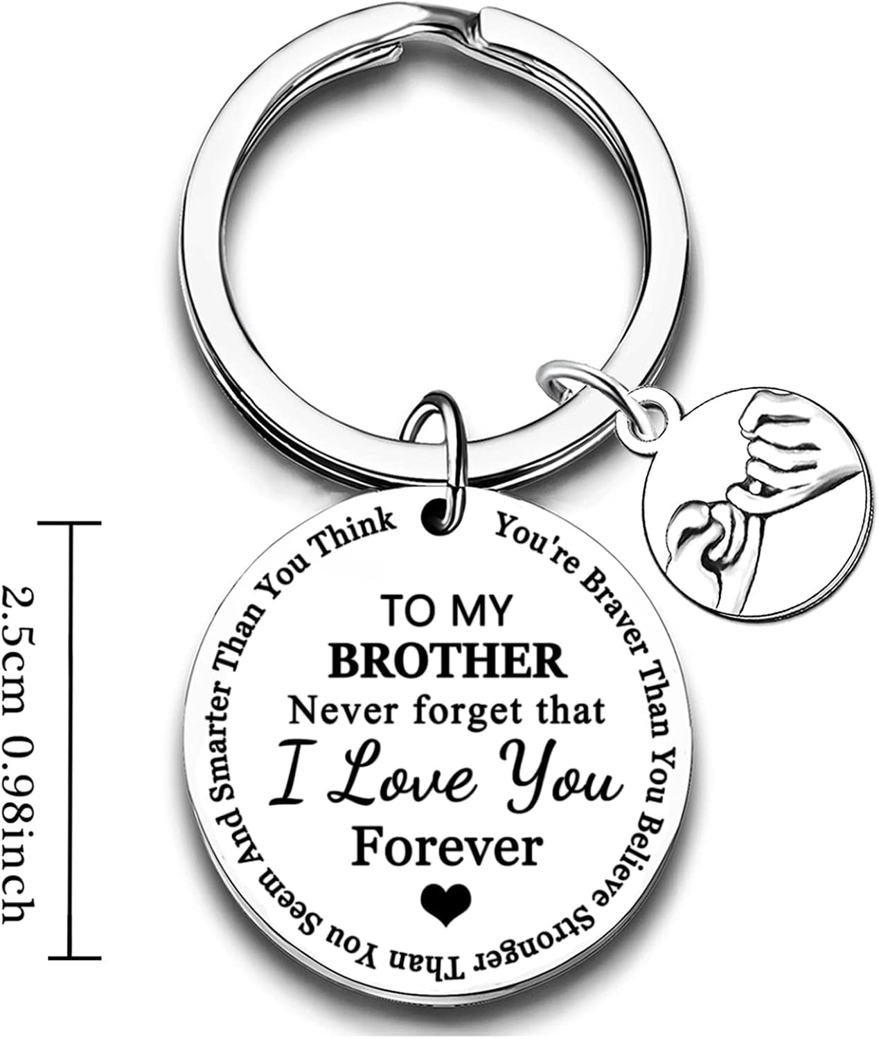 Nimteve Brother Keyring Brother Gifts Key ring from Sister Brothers Birthday Gift for Brother Keyrings Christmas Gifts Friendship Never Forget That I Love You Forever Best Friend Keychain - Image 5