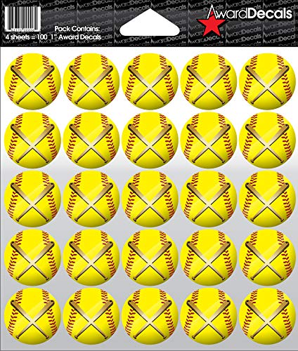 Award Decals Softball Crossed Bats Sticker Set (100 Decals) 1