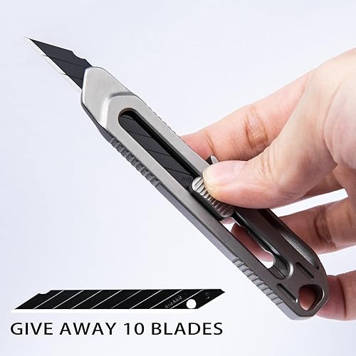 Miniatura 3 de Cuchillo de bolsillo de titanio con clip pequeño EDC telescópico retráctil cortador de caja aleta cuchillo de precisión para oficina artes caseras