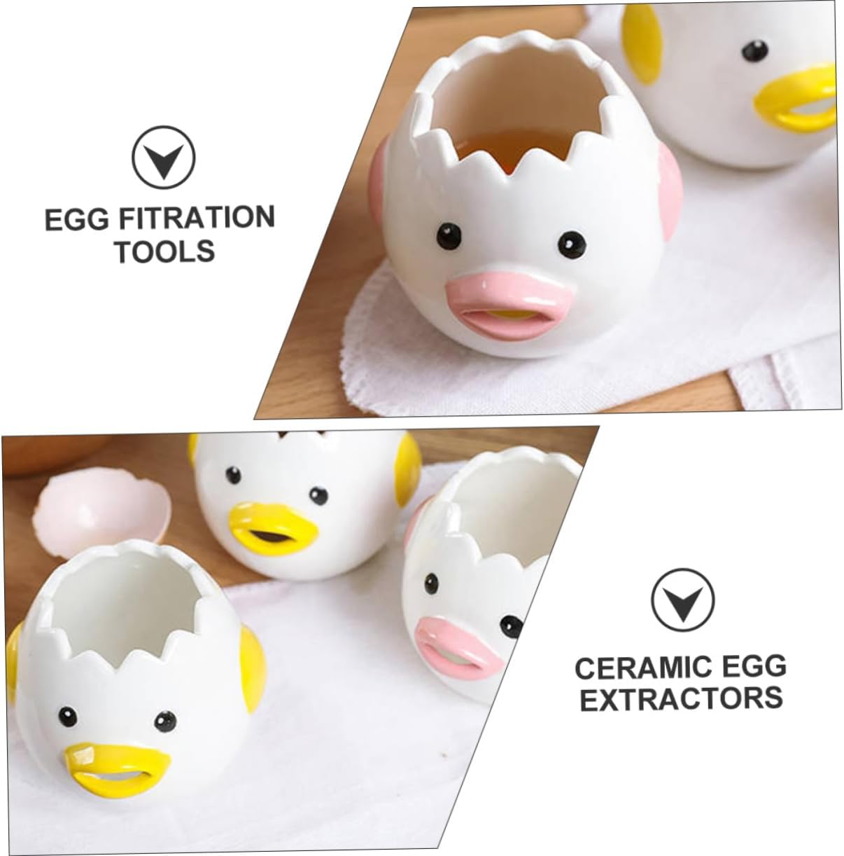 Unomor 2pcs Egg Extractor Splitter Wear-resistant Egg Separators Ceramic Filters for Baking