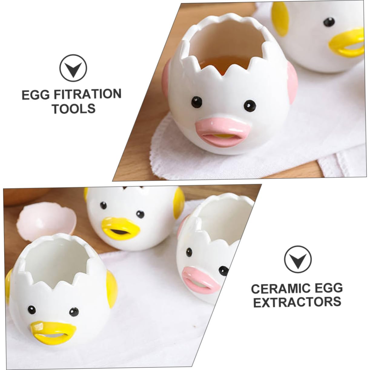 Unomor 2 Pcs Ceramic Egg White Separators Egg Filtration Props for Efficient Yolk Separation Kitchen
