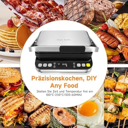 Taylor Swoden Aroma – 2000 W Grill, Sandwichmaker und Panini-Maker, 180º Öffnung, LED-Display und abnehmbare doppelseitige Grillplatten mit Smart-Temperaturkontrolle – Bild 6