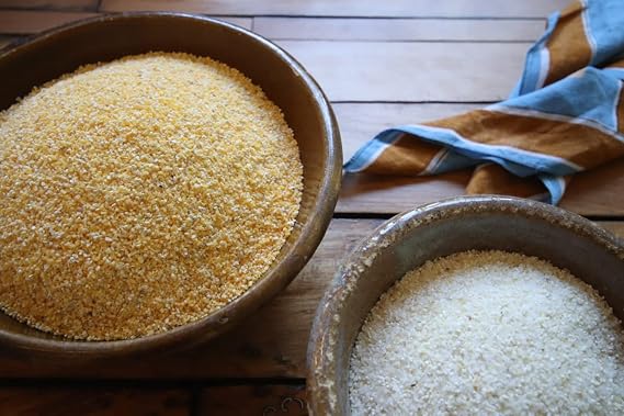 Carolina Grits Company Traditionally Stone Ground Gluten Free Sample Pack, Yellow Grits, White Grits, Sea Island Grits, and Cornmeal, 4-Pack, 4 Pounds Total
