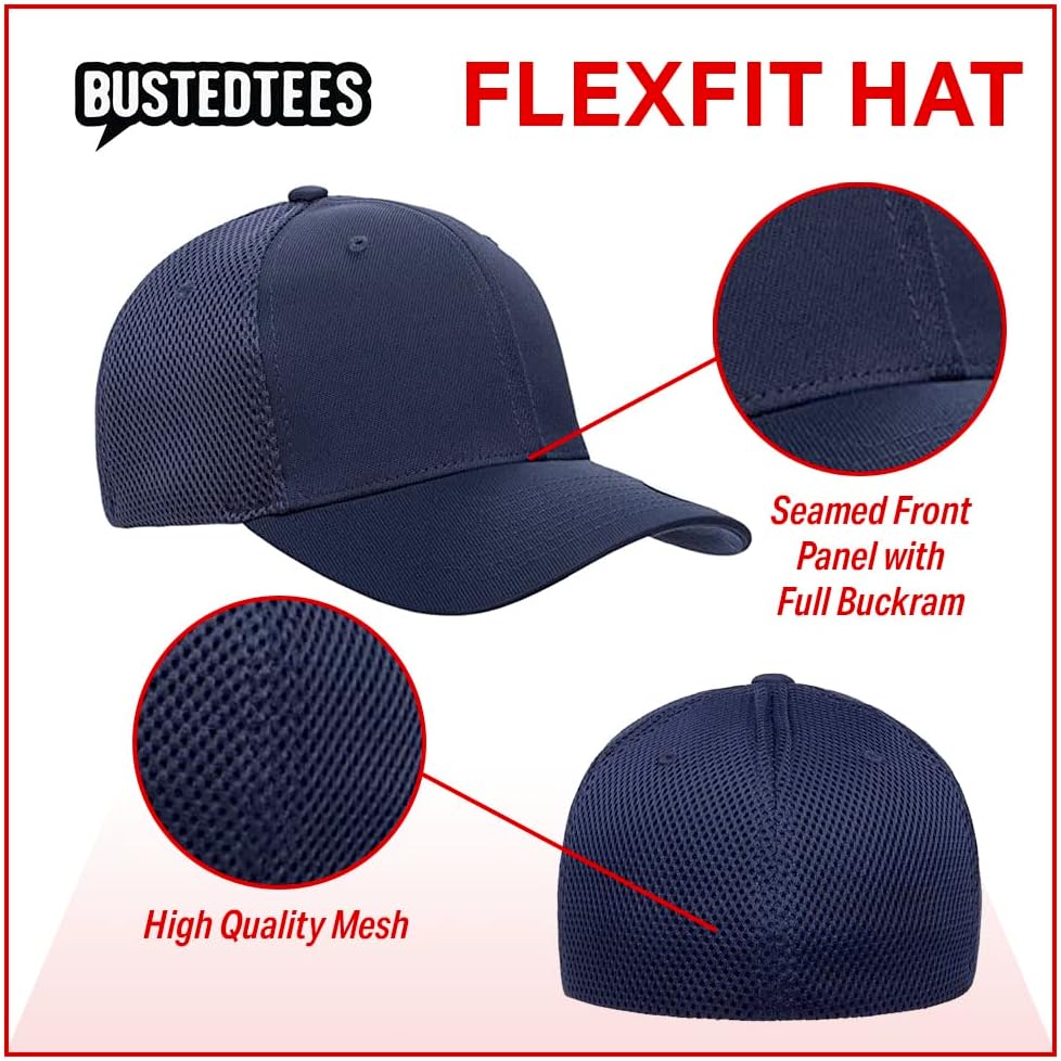 XRP Leather Patch - Ultrafibre Airmesh Fitted Hat - Breathable Mesh Side for Casual Wear & Outdoor Activities All Seasons - Baseball Cap Women & Men (Navy, Large-Extra Large, l)