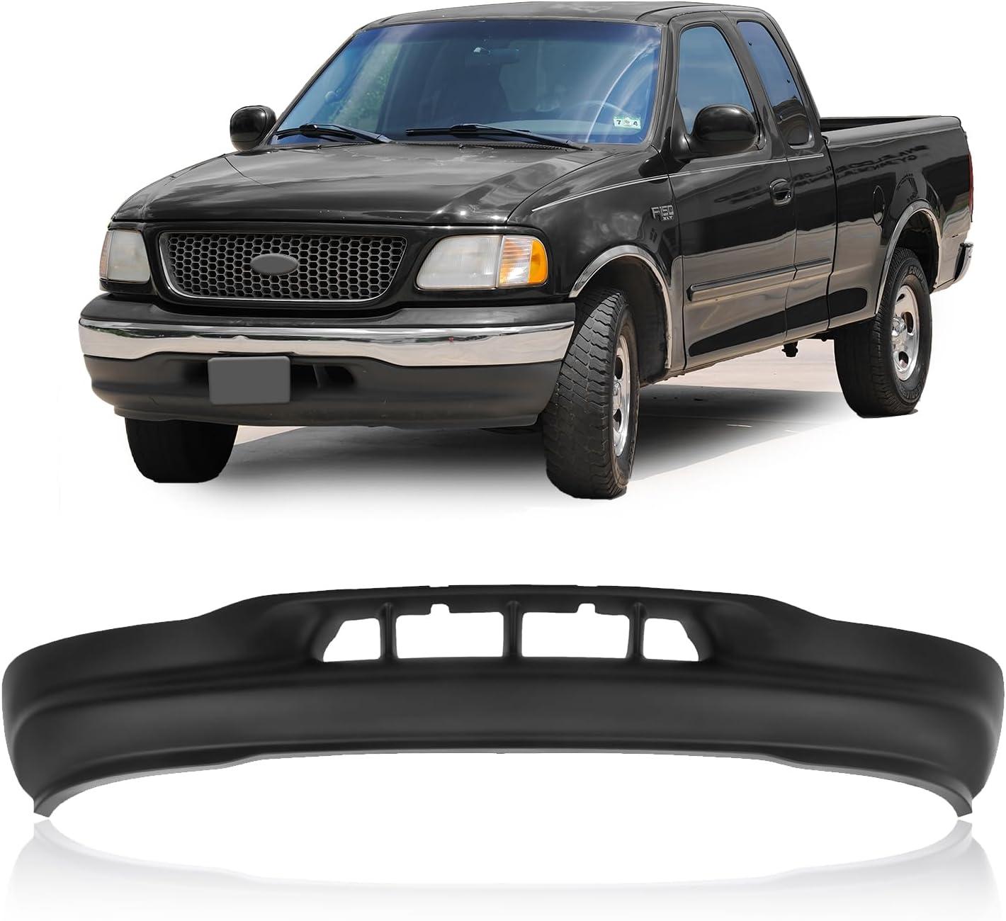 CarPartsDepot Prime Front Bumper Dam Valance Lower Air Deflector Compatible With Ford F-150 F-250 RWD Standard Extended Crew Cab Pickup 1999-2001 XL XLT Lariat XL3Z17626AA FO1095194