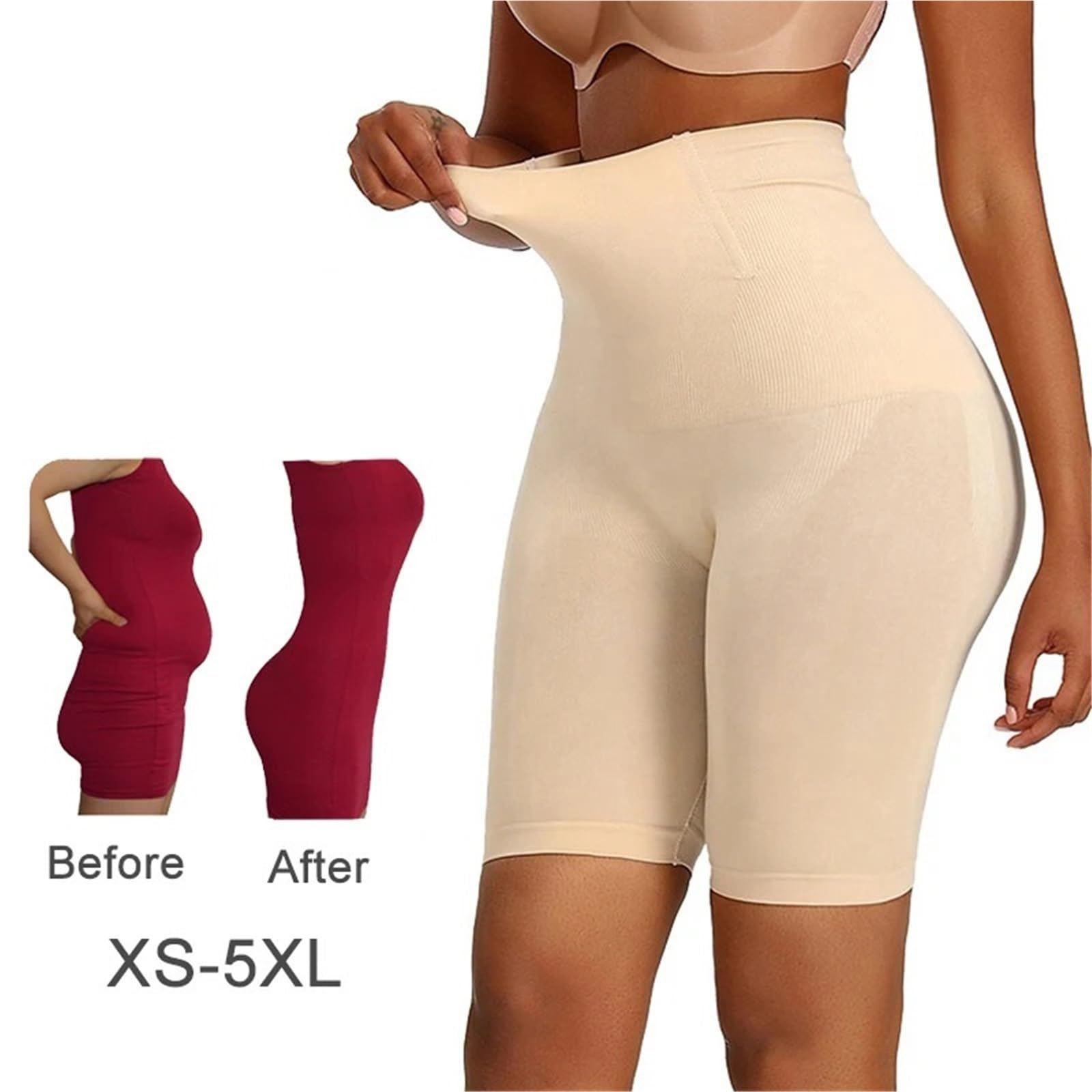 Mujer Bodies Moldeadores Moldeador de cuerpo de talla grande for mujer, ropa moldeadora sin costuras, bragas de cintura alta con Control de barriga, moldeador abdominal plano, adelgazante, 2 uds.(Beig