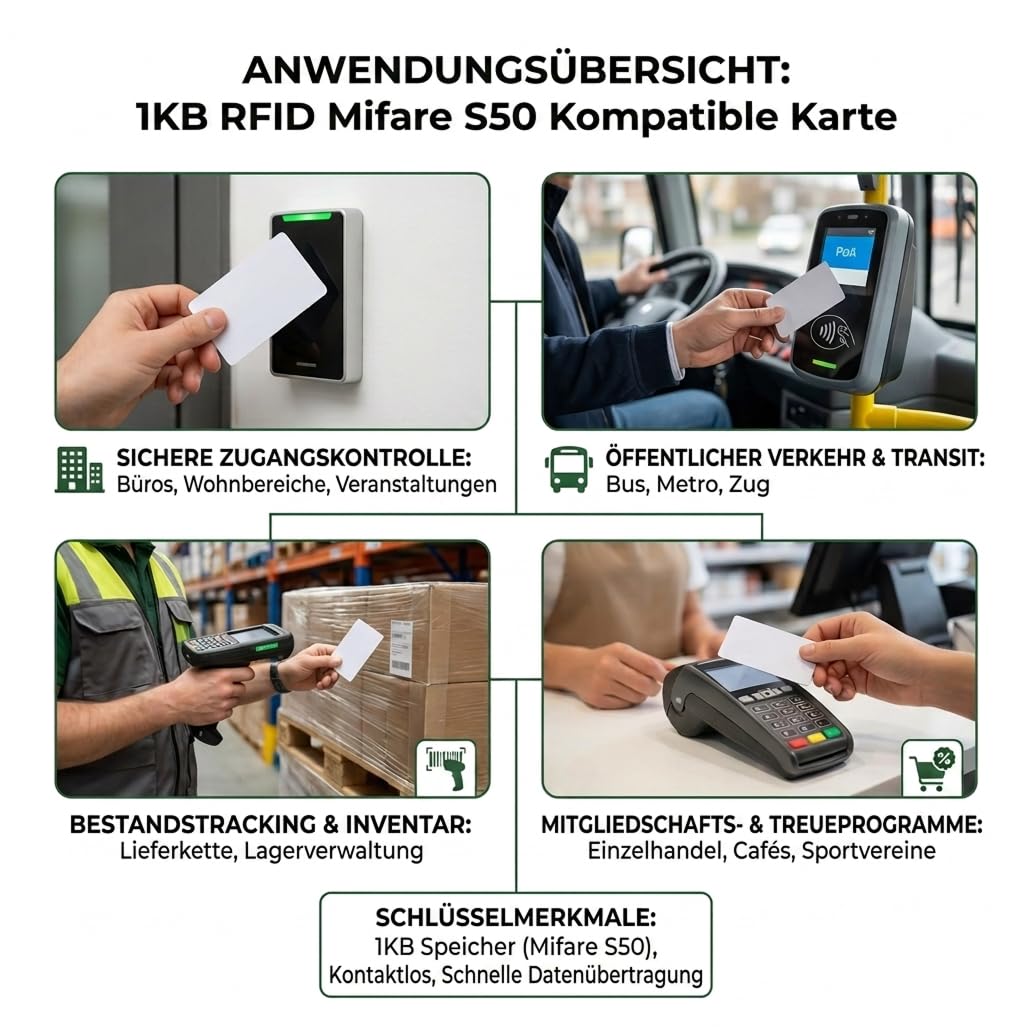 100stück FM1108 1K RFID-IC-Karten, vollständig kompatibel mit S50 Karten Classic 1K